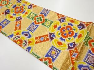 格子に華文模様織出し袋帯